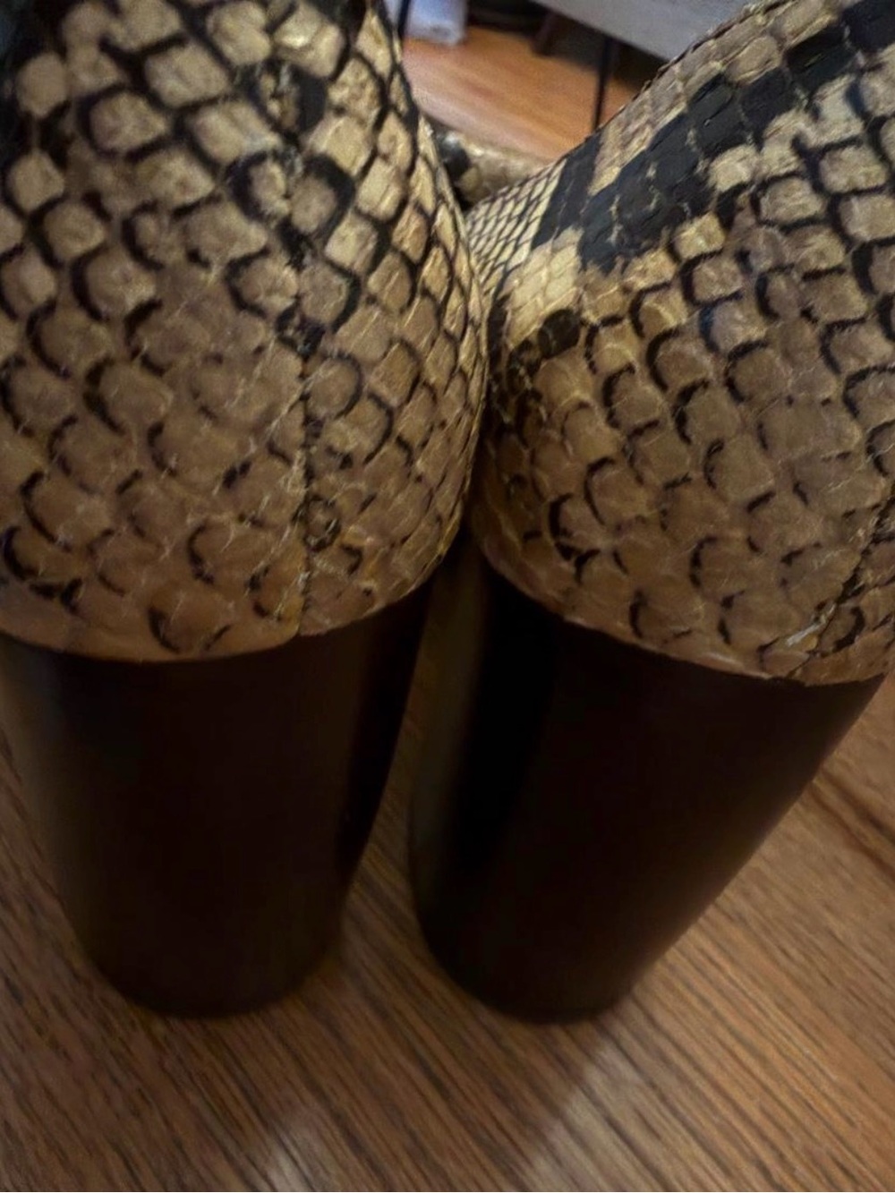 Tory Burch Snake-Print Block Heel Loafer in Tan and Black - Picture 6 of 6